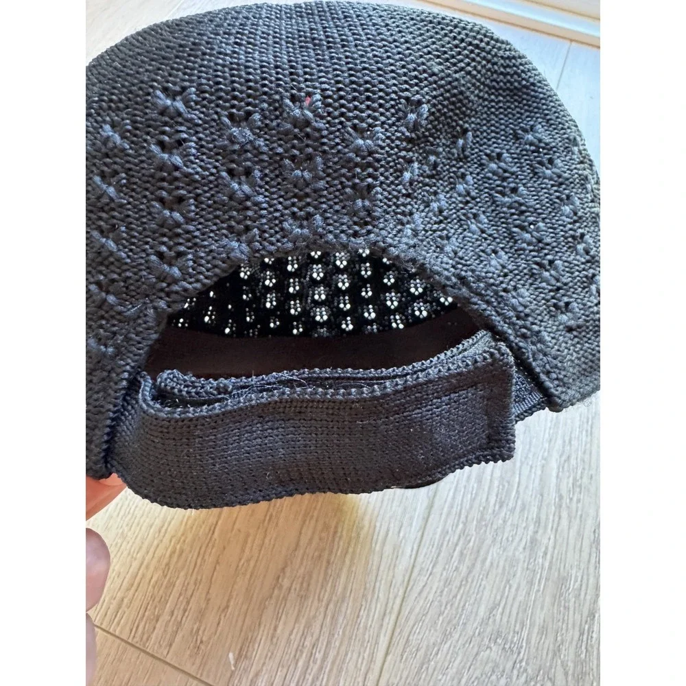 VIVIEN Luxury Black Knit Baseball Cap Hat Eyelet Mesh Open Stitch